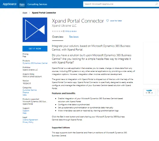 Xpand Portal Connector in Microsoft AppStore